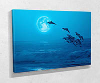 Картина в гостиную спальню для интерьера Дельфины над водой KIL Art 81x54 см (714) z17-2024