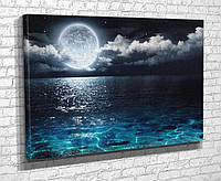 Картина в гостиную спальню для интерьера Полнолуние над морем KIL Art 81x54 см (776) z17-2024