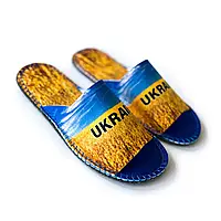 Капці жіночі войлочні з нанесенням Патріот "UKRAINE" жовто/блакитні 36/37