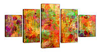 Модульная картина из пяти частей KIL Art Абстракция Яркие мазки красок 162x80 см (m52_11) z17-2024