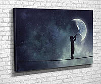 Картина в гостиную спальню для интерьера Мальчик и луна KIL Art 51x34 см (876) z17-2024
