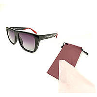 Солнцезащитные очки Rinawale Miami в черной матовой оправе с красной дужкой и черной линзой z14-2024