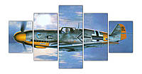 Модульная картина из пяти частей KIL Art Самолет с летчиком в небе 162x80 см (m52_37) z17-2024
