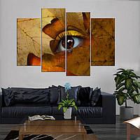 Модульная картина из четырех частей в гостиную спальню для интерьера Осенняя девушка KIL Art 129x90 см
