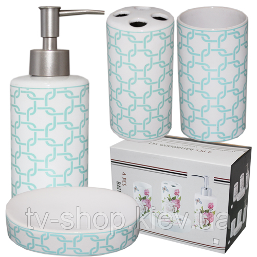 Набір аксесуарів для ванної кімнати Геометрія, 4 пр., фото 1