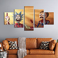 Картина на холсте KIL Art Веселые Рик и Морти в образах Мстителей 112x54 см (1504-52) z110-2024