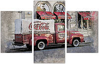 Модульная картина из трех частей KIL Art Фургон Кока Кола у кафе 141x90 см (m31_L_8) z17-2024
