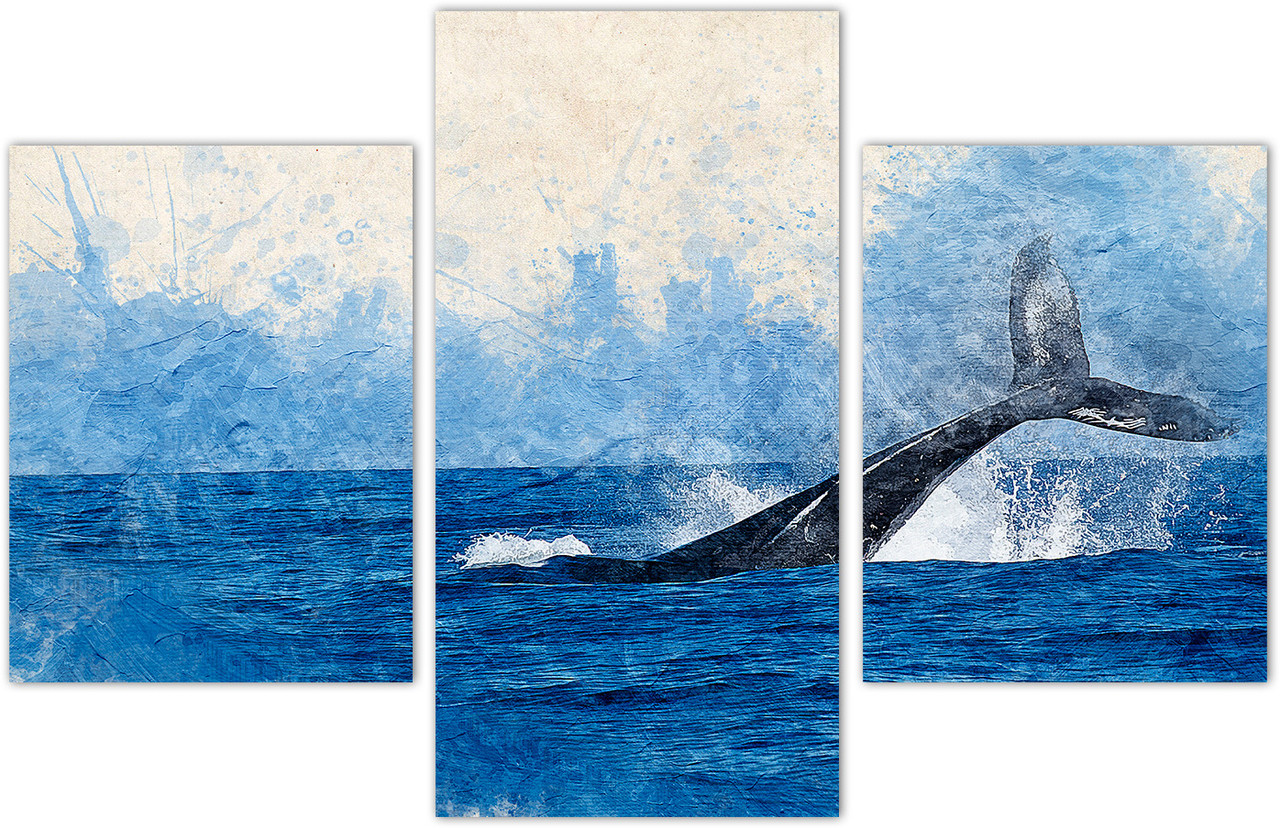 Модульна картина з трьох частин KIL Art Синій кит 141x90 см (m31_L_16) z17-2024