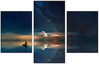 Модульная картина из трех частей KIL Art Звездное небо над морем 141x90 см (m31_L_19) z17-2024