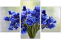 Модульная картина из трех частей KIL Art Голубые цветы 141x90 см (m31_L_32) z17-2024