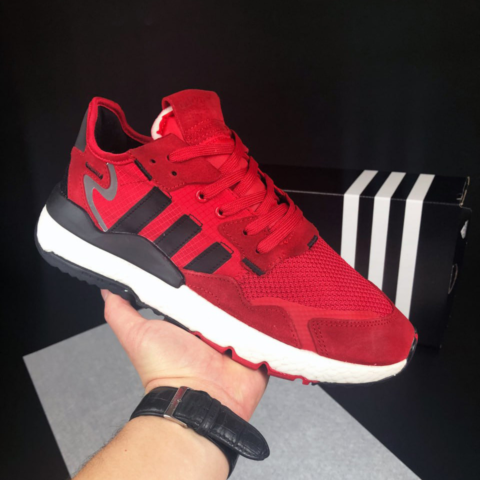 Чоловічі кросівки Adidas Nite Jogger замшеві стильні молодіжні червоні