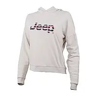 Женское Худи JEEP HOODED CROPPED SWEATSHIRT Striped Print Серый M (O102609-J863 M) z110-2024