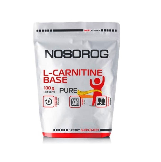 Жироспалювач для спорту Nosorog Nutrition L-Carnitine Base 100 g /33 servings/ Pure z110-2024