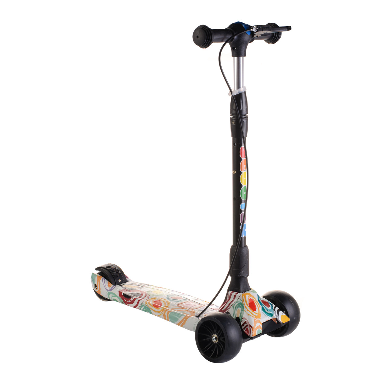 Дитячий самокат Smart Scooter, ручне гальмо, зі широкими PU колесами 130мм "Кружечки", що світяться, від 2-10 років xj333, фото 1