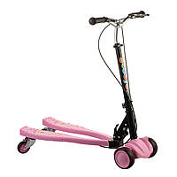 Scooter детский двухколесный самокат с двумя платформами и светящимися колесами (розовый) ph2pink