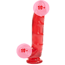 Фаллоимитатор Doc Johnson Jelly Jewels - Cock and Balls with Suction Cup Red (SO2007) z11-2024