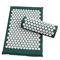 Коврик массажно-акупунктурный с подушкой Life style Acupressure Mat and Pillow Set 64х40см Темно-зеленый