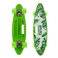 Скейт Пенниборд (Penny Board) со светящимися колесами и ручкой "Лес" As-green