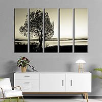 Модульная картина из 5 частей на холсте KIL Art Чёрно-белое дерево 87x50 см (555-51) z110-2024