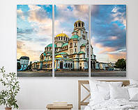 Модульная картина на холсте из трех частей KIL Art Собор Александра Невского в Софии 78x48 см (M3_M_530)