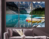 Модульная картина на холсте из трех частей KIL Art Озеро у гор 78x48 см (M3_M_587) z17-2024