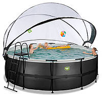 Басейн круглий з куполом EXIT "чорна шкіра" 427х122 см (пісочний фільтр)