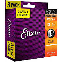 Струны для акустической гитары Elixir 3 Pack 16546 Nanoweb Phosphor Bronze Medium Acoustic Guitar Strings