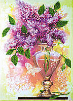Набор для вышивки бисером на натуральном художественном холсте Абрис Арт Сиреневый натюрморт AB-528 z17-2024