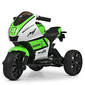 Дитячий електромотоцикл триколісний М 4135 Bambi Racer, зелено-білий