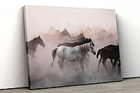 Картина на холсте KIL Art Лошади в тумане 81x54 см (97) z17-2024