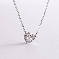 Золотое колье Сердце с бриллиантами 722201121 Оникс 40 z17-2024