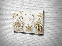 Картина в гостиную спальню для интерьера Лебеди и жемчуг KIL Art 122x81 см (498) z17-2024