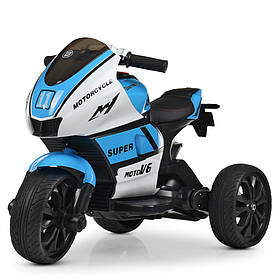 Дитячий електромотоцикл триколісний М 4135 Bambi Racer, синьо-білий