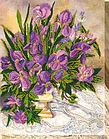 Набор для вышивки бисером на натуральном художественном холсте Абрис Арт Цветочное кружево AB-535 z17-2024