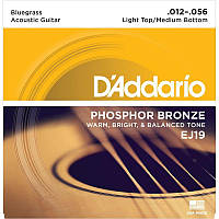 Струны для акустической гитары D'Addario EJ19 Phosphor Bronze Light Top/Medium Bottom Acoustic Guitar Strings