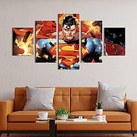 Модульная картина из 5 частей на холсте KIL Art Непобедимый герой Супермен 112x54 см (750-52) z110-2024