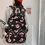 Чорний рюкзак жіночий міський з ведмедем Lotso, фото 4