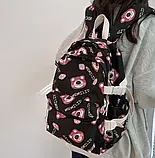Чорний рюкзак жіночий міський з ведмедем Lotso, фото 3