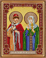 Набор для вышивки бисером на натуральном художественном холсте Абрис Арт Икона святого князя Петра и святой