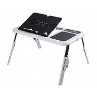Складаний столик-підставка для ноутбука з кулером E-Table LD09 HHG678H Чорно-білий (10gad_krp270jhk) z11-2024