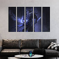 Модульная картина из 5 частей на холсте KIL Art Самурай из светящейся головой демона 87x50 см (673-51)