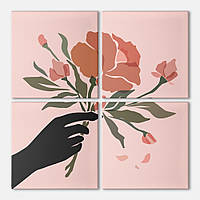 Модульна картина з чотирьох частин Троянда Malevich Store 73x73 см (MK423201) z14-2024