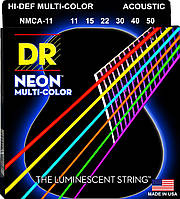 Струны для акустической гитары DR NMCA-11 Hi-Def Neon Multi-Color K3 Coated Medium-Light Acoustic Guitar
