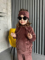 Детский велюровый костюм для девочки: лаванда, шоколад, графит, оливка от 98 до 158 размера шоколад, 110-116
