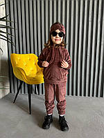 Детский велюровый костюм для девочки: лаванда, шоколад, графит, оливка от 98 до 158 размера шоколад, 122-128