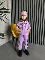 Детский велюровый костюм для девочки: лаванда, шоколад, графит, оливка от 98 до 158 размера лаванда, 98-104