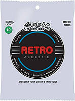 Струны для акустической гитары Martin MM10 Retro Acoustic Guitar Strings Extra Light 10/47 z14-2024