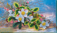 Набор для вышивки бисером на натуральном художественном холсте Абрис Арт Рождественский букет AB-565 z17-2024