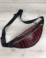 Женская сумка бананка Welassie Крокодил Красный (65-60903) z11-2024
