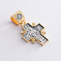Серебряный крест с позолотой «Иисус Христос «Царь царей». Икона Божией Матери «Державная» 132294 Оникс